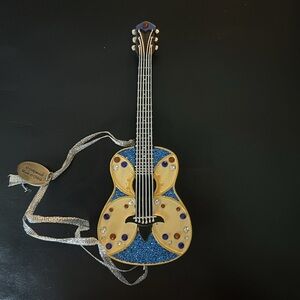 Dolly Parton Blue and Gold Guitar Ornament